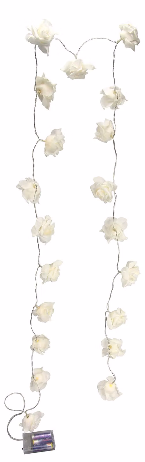 Catena luminosa a LED a forma di rosa, con 20 LED bianco caldo, lunghezza 250 cm, realizzata in plastica