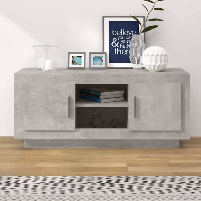 Mobile Porta TV vidaXL in Legno Multistrato e MDF, Grigio Cemento, Stile Rustico, L 102 x P 35 x H 45 cm