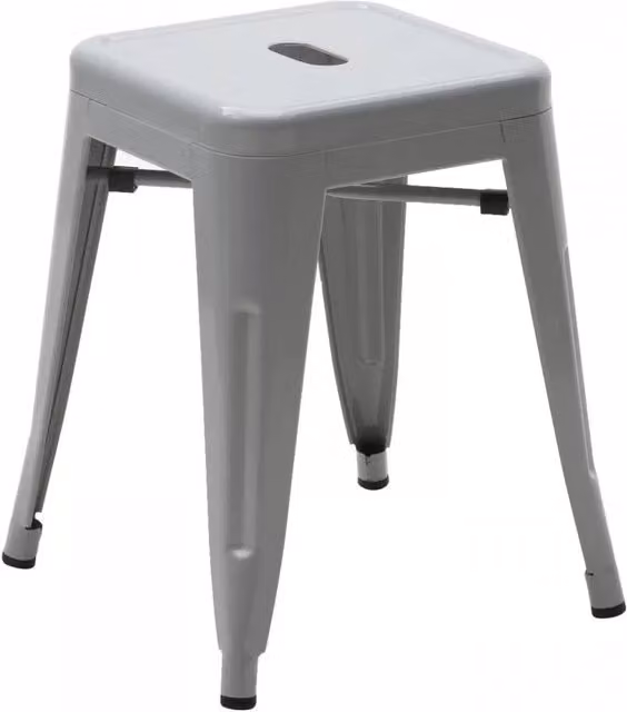 Set 4 sgabelli moderni metallo grigio metallizzato 39x39x46