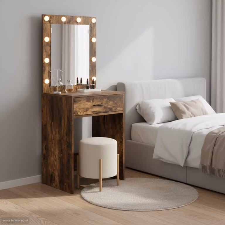 vidaXL Tavolo da Trucco in Rovere Fumé Marrone L/P/H: 50 x 41 x 135 cm