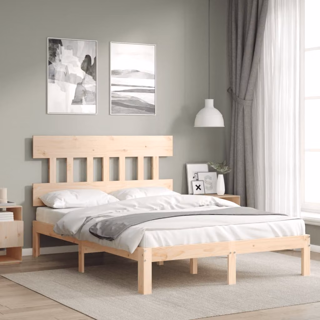 vidaXL Giroletto in legno massello di pino con doghe rigide L/P/H: 140 x 200 x 143,5 x 203,5 cm