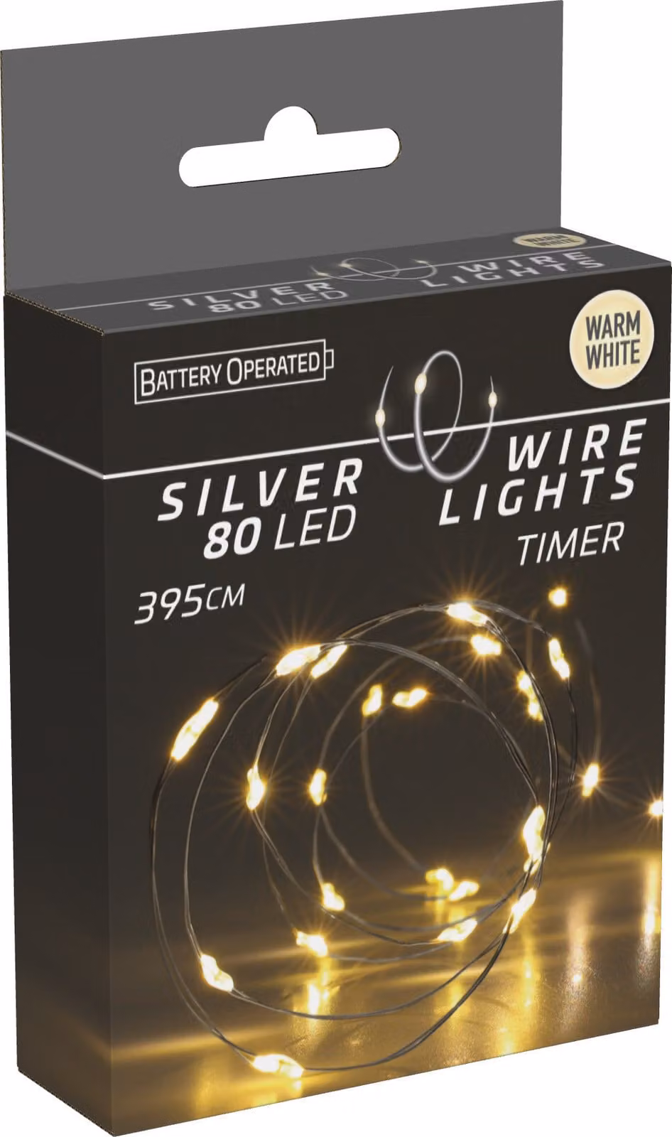 Filo d'argento 80 LED bianco caldo - 395 cm