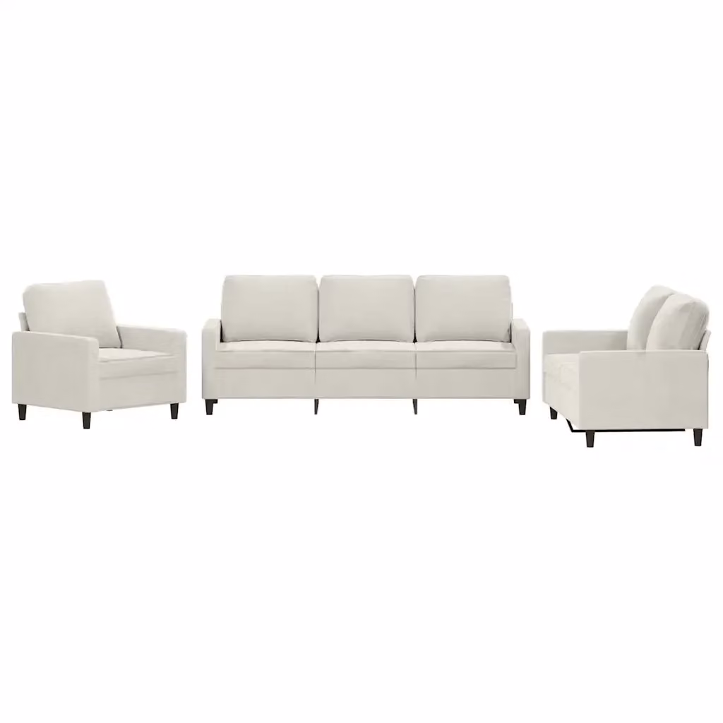 Set di divani 3 pezzi vidaXL in velluto beige con cuscini per soggiorno moderno – 2