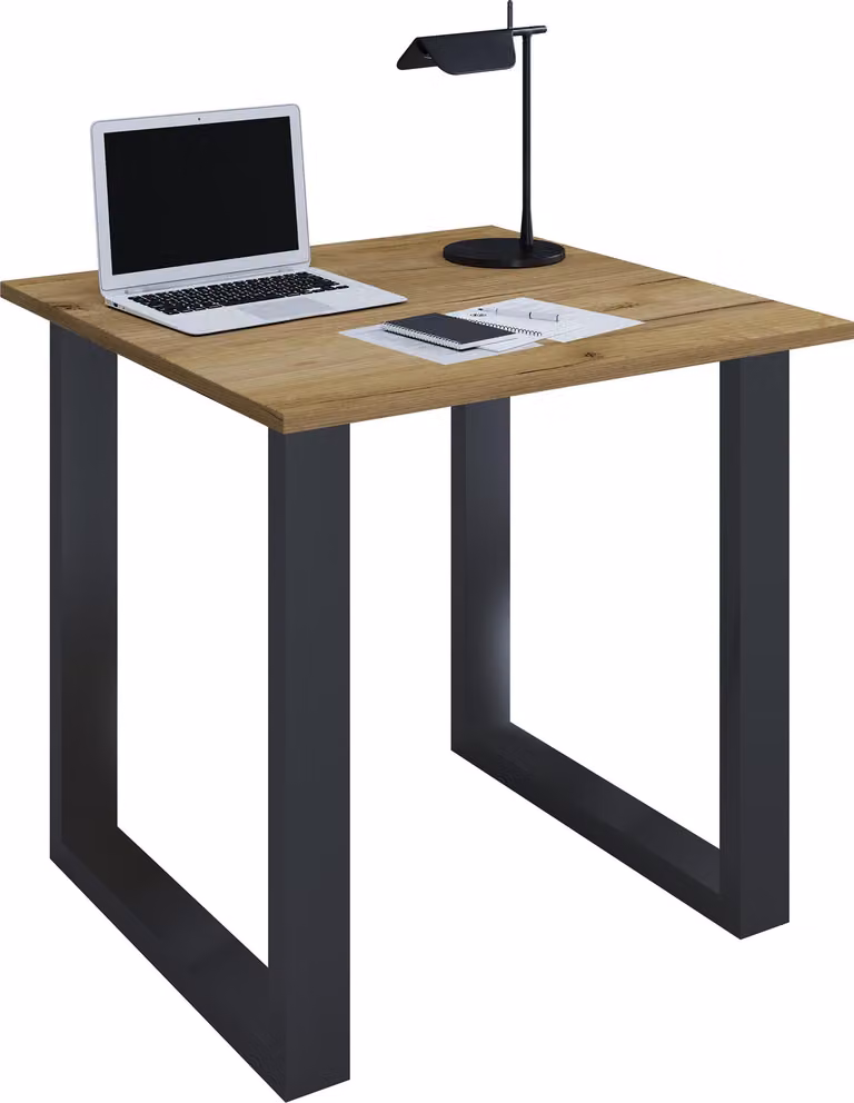 Scrivania in legno | H. 76 x W. 80 x T. 80 cm | Tavolo per computer semplice | piedini in metallo di alta qualità | Tavolo da lavoro | Mobili da ufficio - Lona U