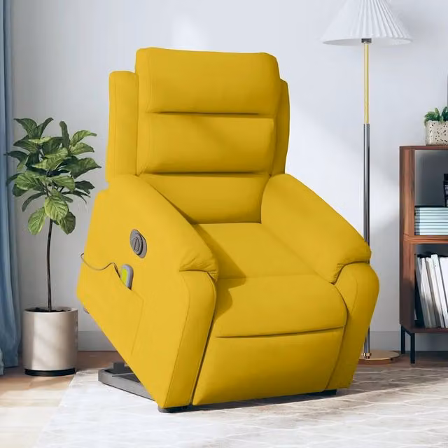 Poltrona Alzapersona Elettrica con Massaggio vidaXL in Velluto Giallo