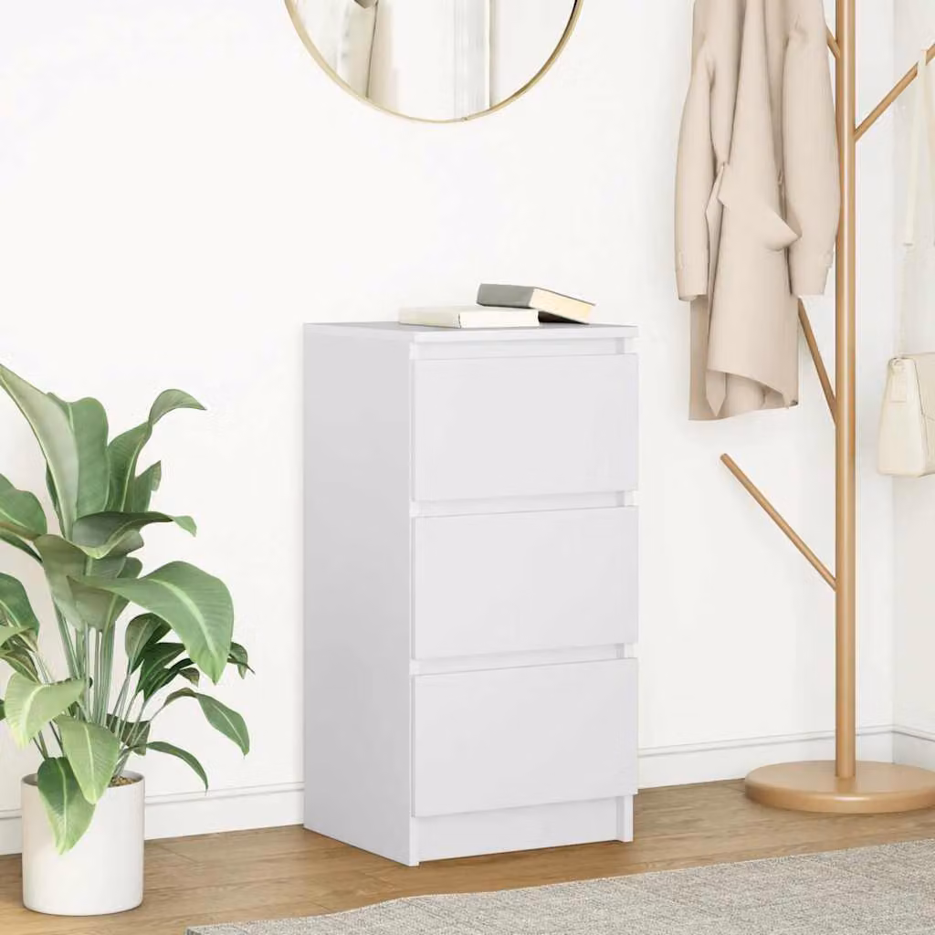 Credenza bianca vidaXL in legno e MDF con design minimalista, L 37,5 cm x P 35 cm x H 76 cm