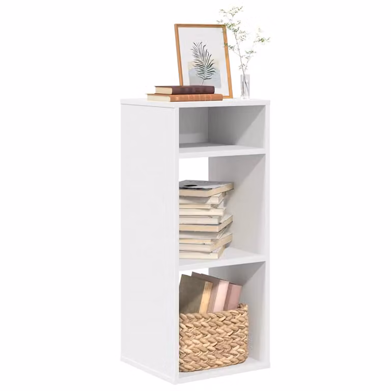 Libreria a parete vidaXL bianca in legno e MDF con pannello posteriore L 34 cm, P 31 cm, H 80 cm