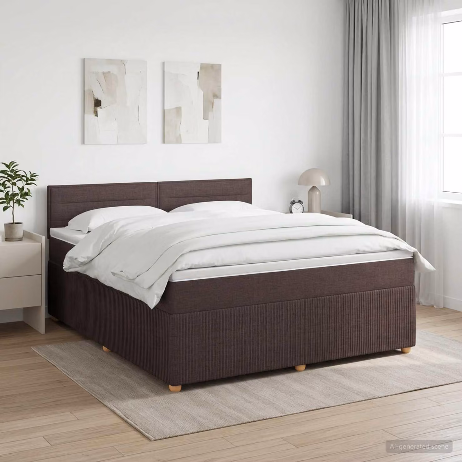 Maison Exclusive - Letto boxspring con materasso marrone scuro 180 x 200 cm Tessuto