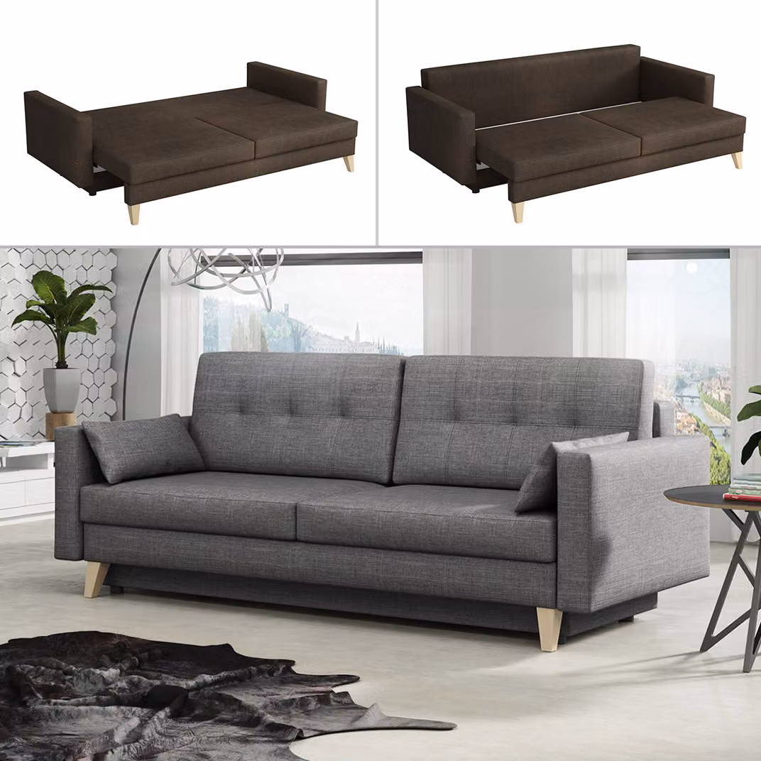 MIRJAN24 Divano letto Marina, divano con contenitore, divano, set di divani, set di divani imbottiti, elegante divano imbottito con funzione letto (Sawana 21)
