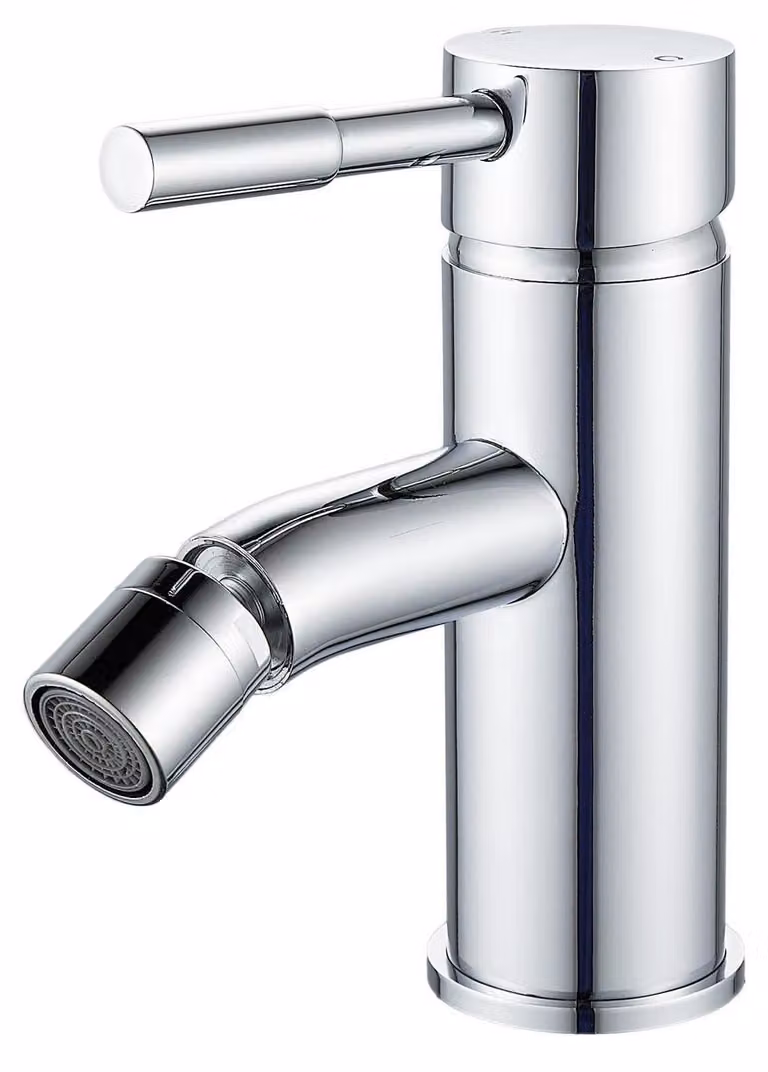 Miscelatore monocomando in ottone per bidet, finitura cromata