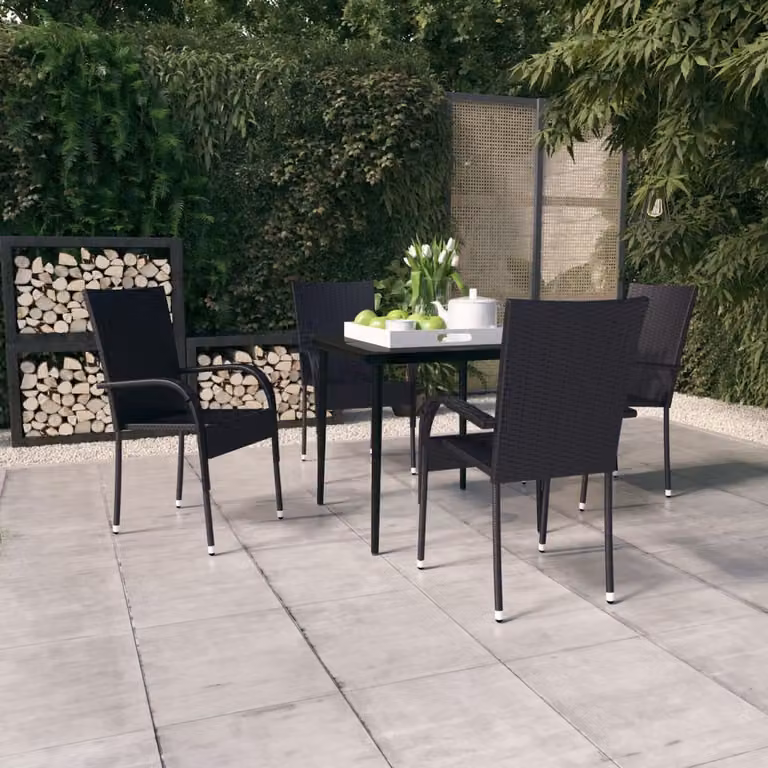 Maison Exclusive - Set da pranzo da giardino 5 pezzi nero