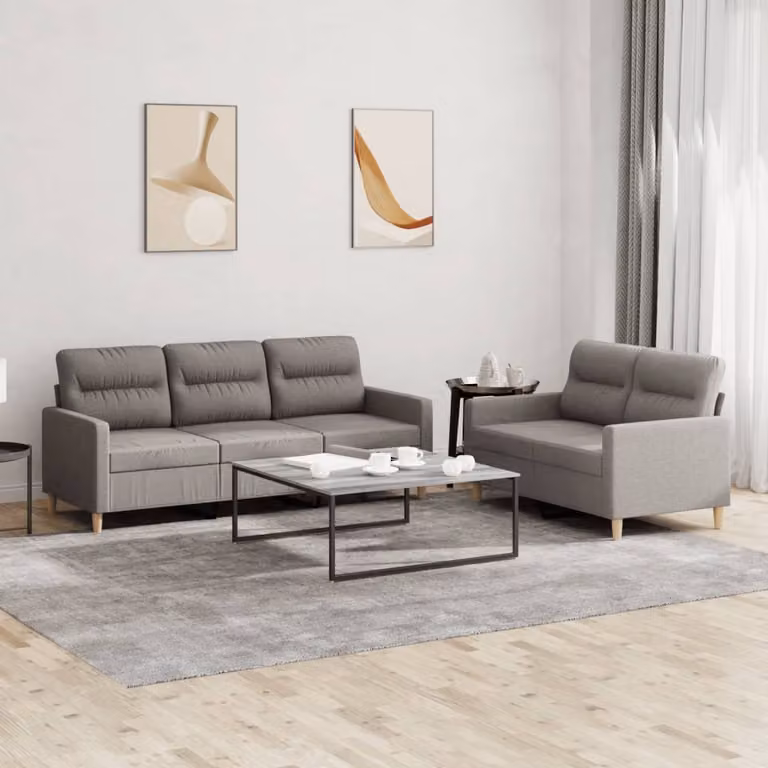 Maison Exclusive - Set divano a 2 posti con cuscini in tessuto color taupe