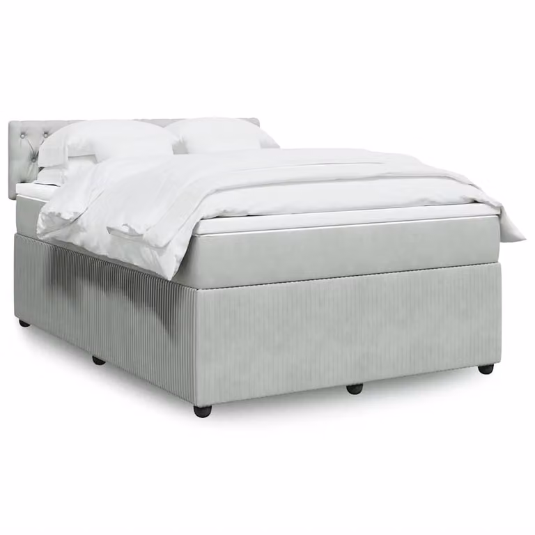 vidaXL Giroletto a Molle Ibrido con Materasso in Velluto Grigio e Bianco L/P/H: 200 x 140 x 76,5 cm