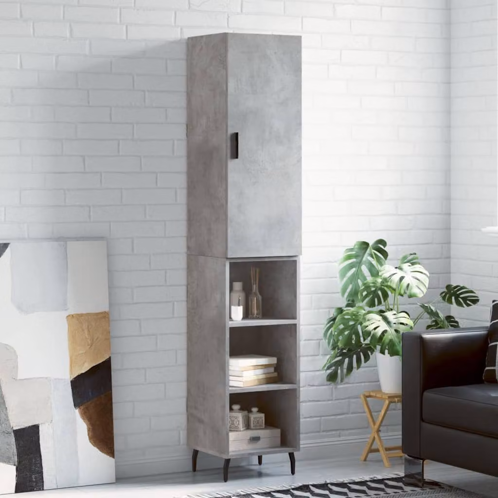 Credenza moderna vidaXL in legno e metallo grigio, L/P/H: 34,5 x 34 x 180 cm