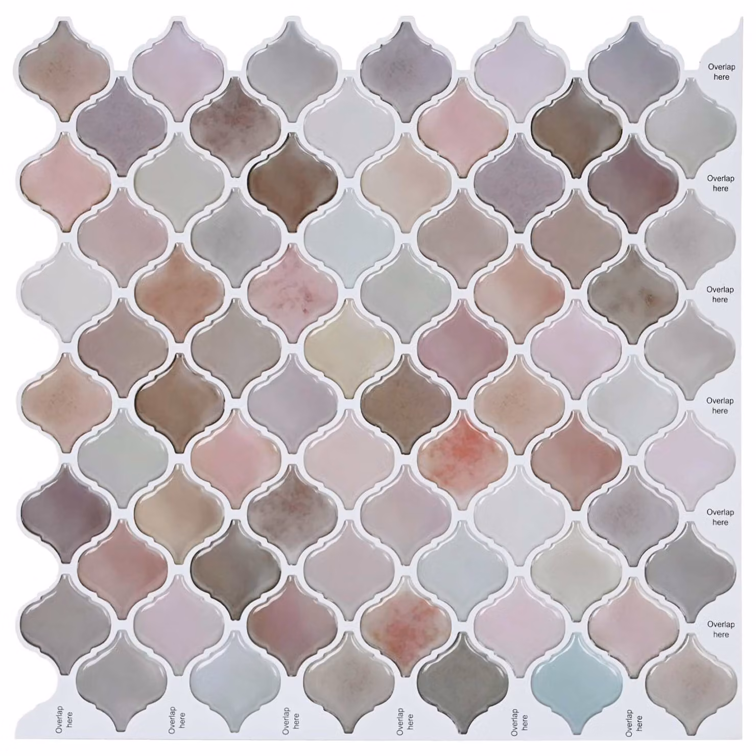 Set di 10 piastrelle vidaXL Lanturn effetto piastrella, colore beige e multicolore, in poliuretano e PET, L/P: 27 x 27 cm