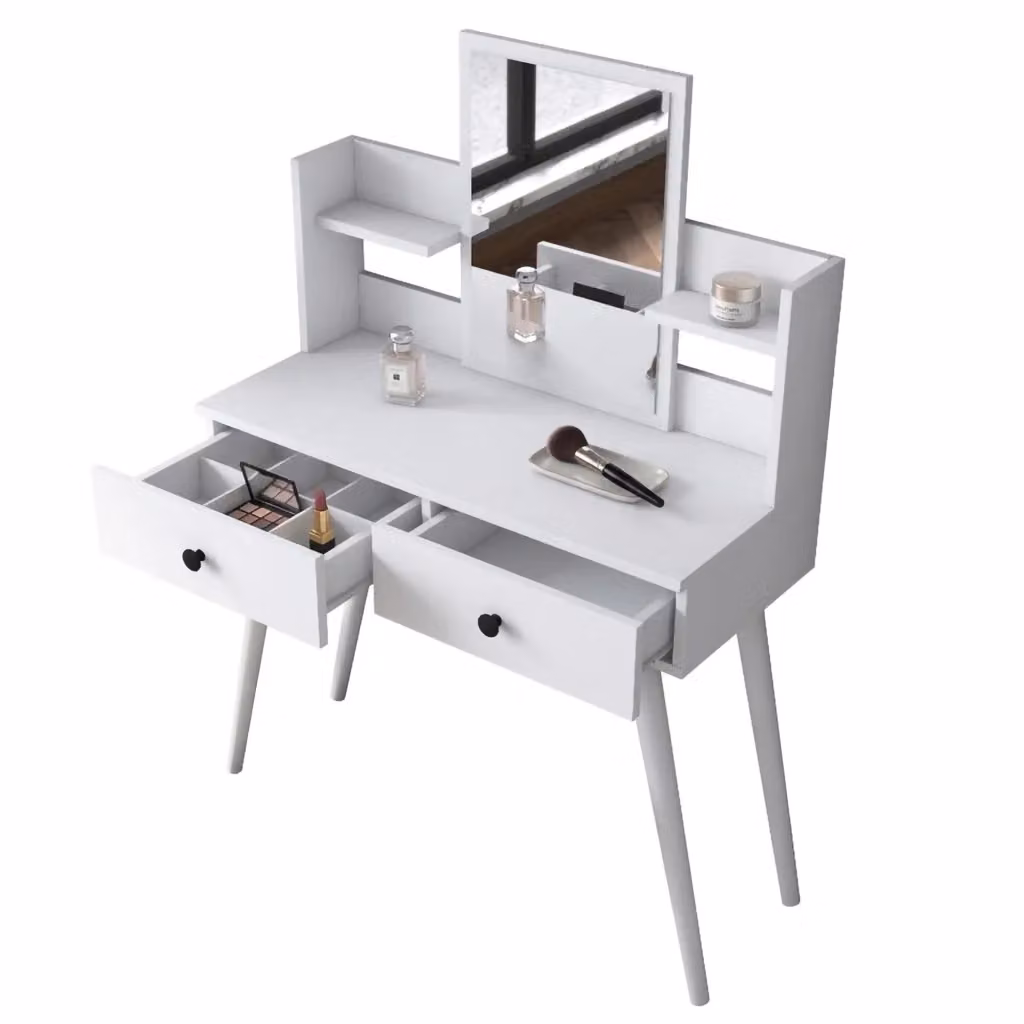 Mobile da Trucco Longhena DMORA con Specchio, Bianco, L: 103 cm, P: 40 cm, H: 112 cm – 2