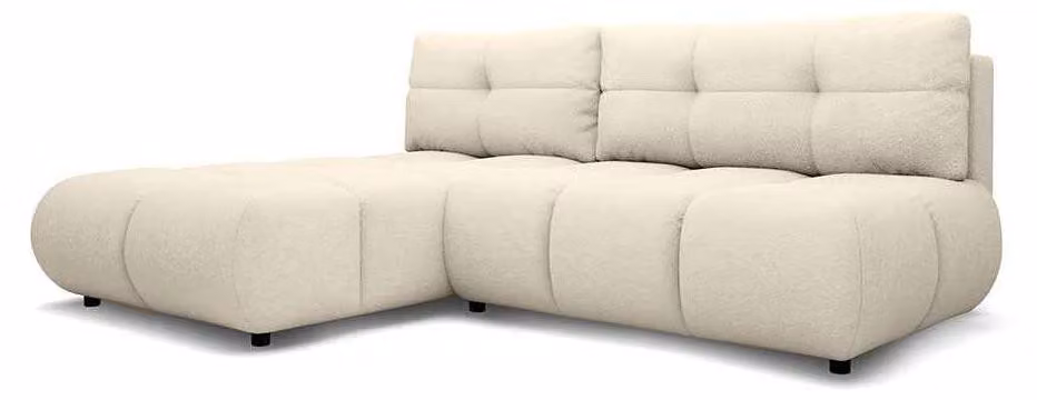 Divano angolare con funzione letto, modello Milorya, lato sinistro, con illuminazione integrata