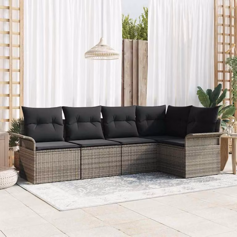 Maison Exclusive - Set Divano da Giardino 5 pcs Grigio polyrattan