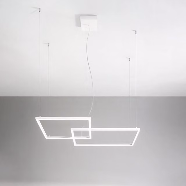 Sospensione Moderna Cross Alluminio Bianco Opaco Led 64W Dimmerabile Ip20