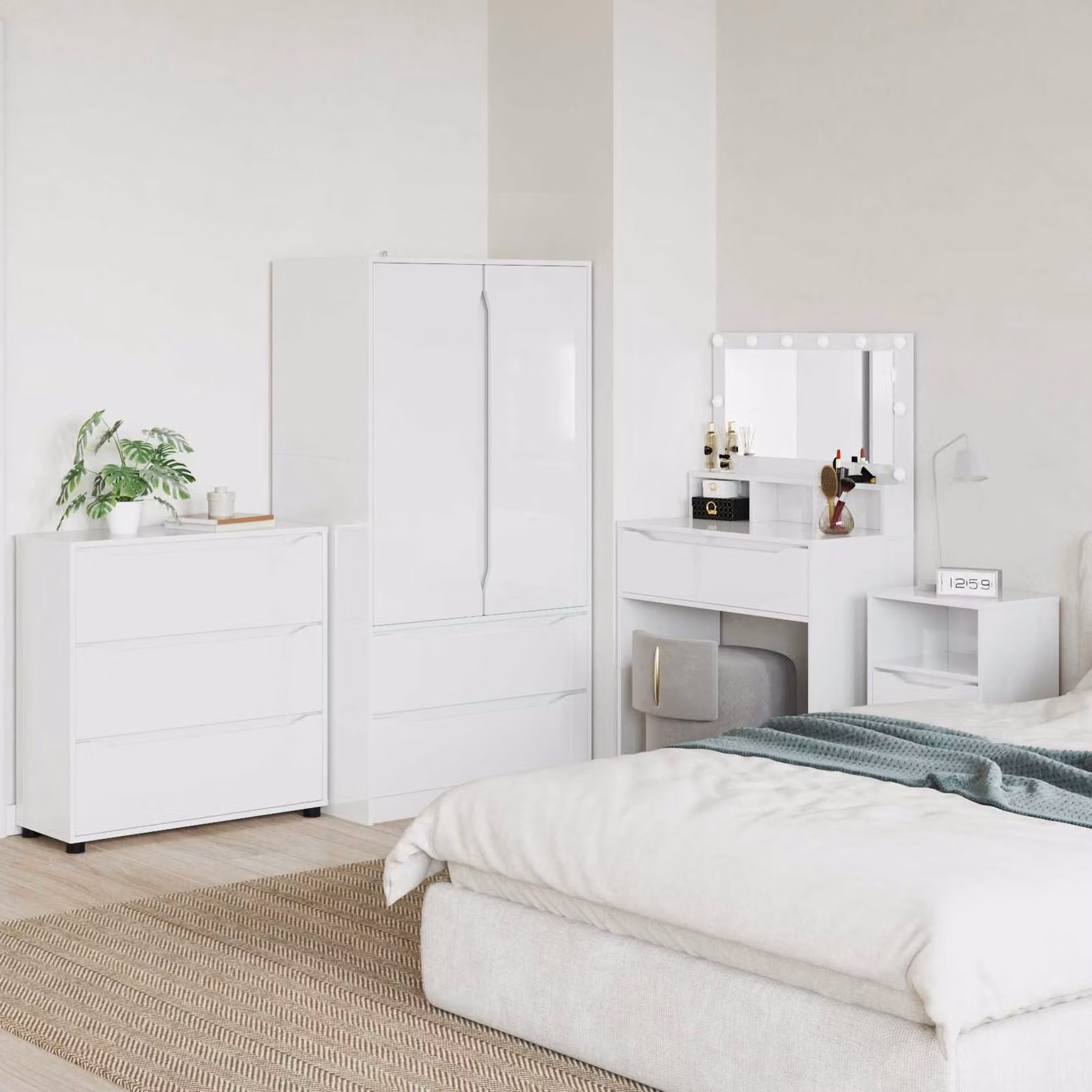vidaXL Armadio Moderno Bianco Lucido con Ante a Battente L: 80 cm, P: 31 cm, H: 81 cm
