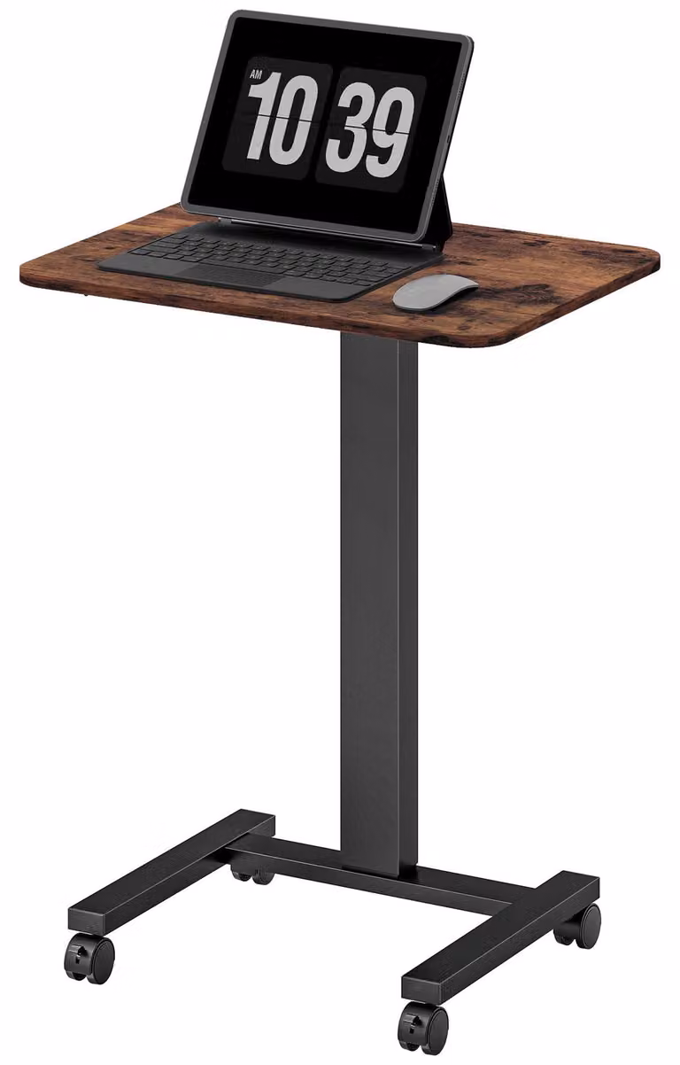 Vinsetto: scrivania per computer regolabile in altezza, tavolo per laptop con rotelle, utilizzabile sia in piedi che seduti