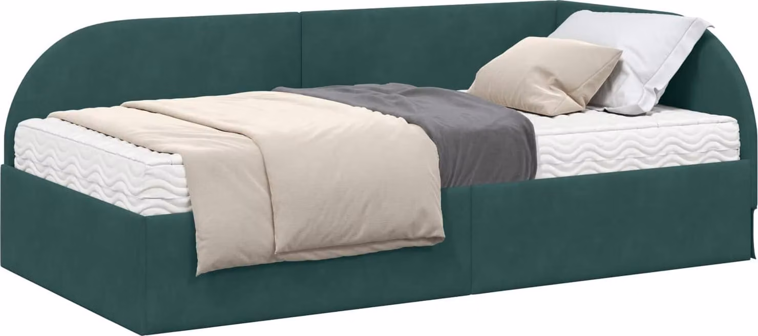 Struttura Letto Angolare con Materasso 2 pcs Verde Velluto