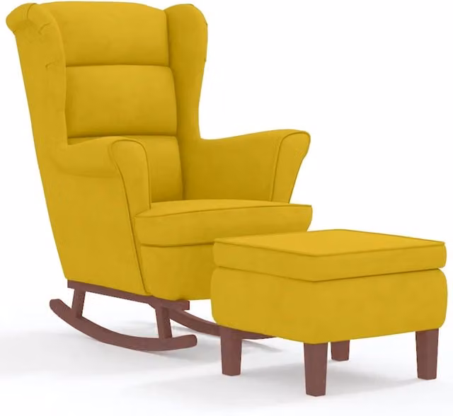 Sedia a dondolo con schienale alto in velluto giallo CFW1485724