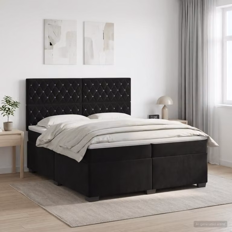 Letto box spring con materasso vidaXL in velluto nero L/P: 200 x 200 cm