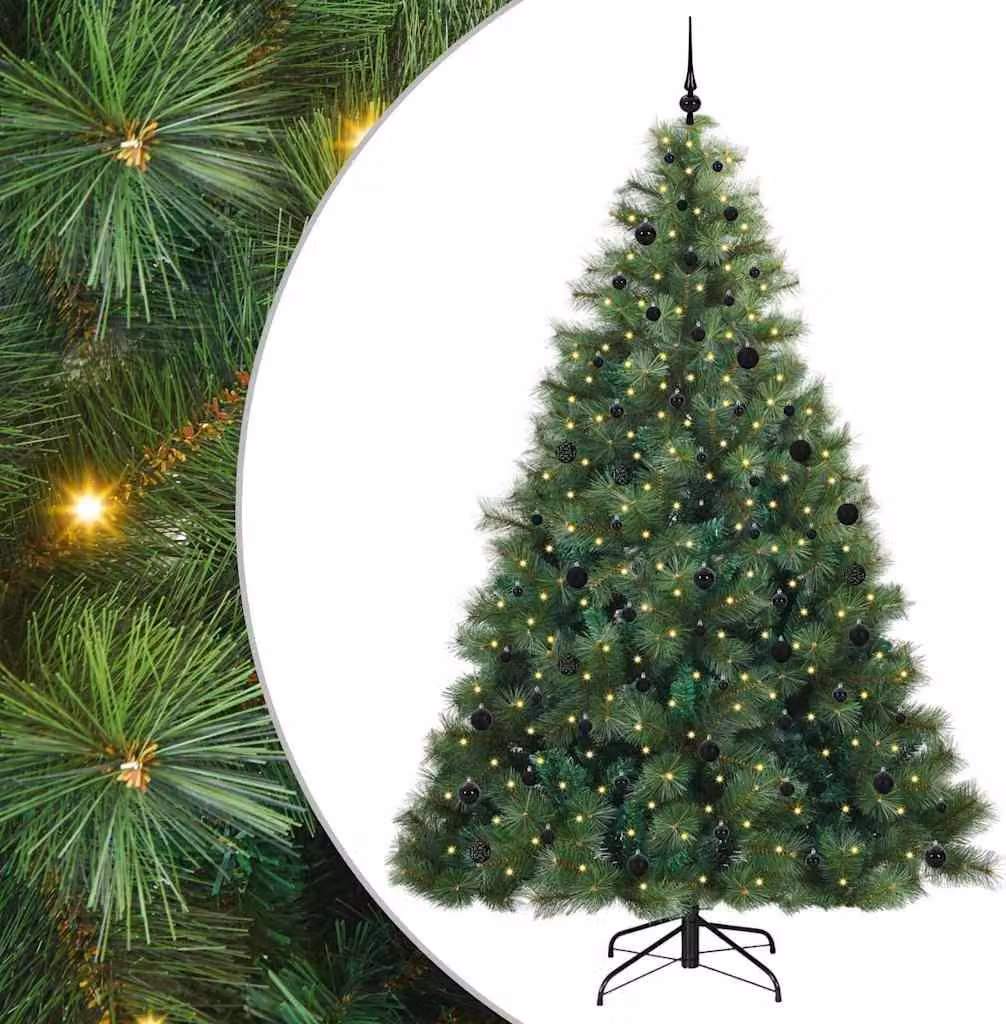Albero di Natale artificiale con 300 LED verdi da 240 cm in PE e PVC
