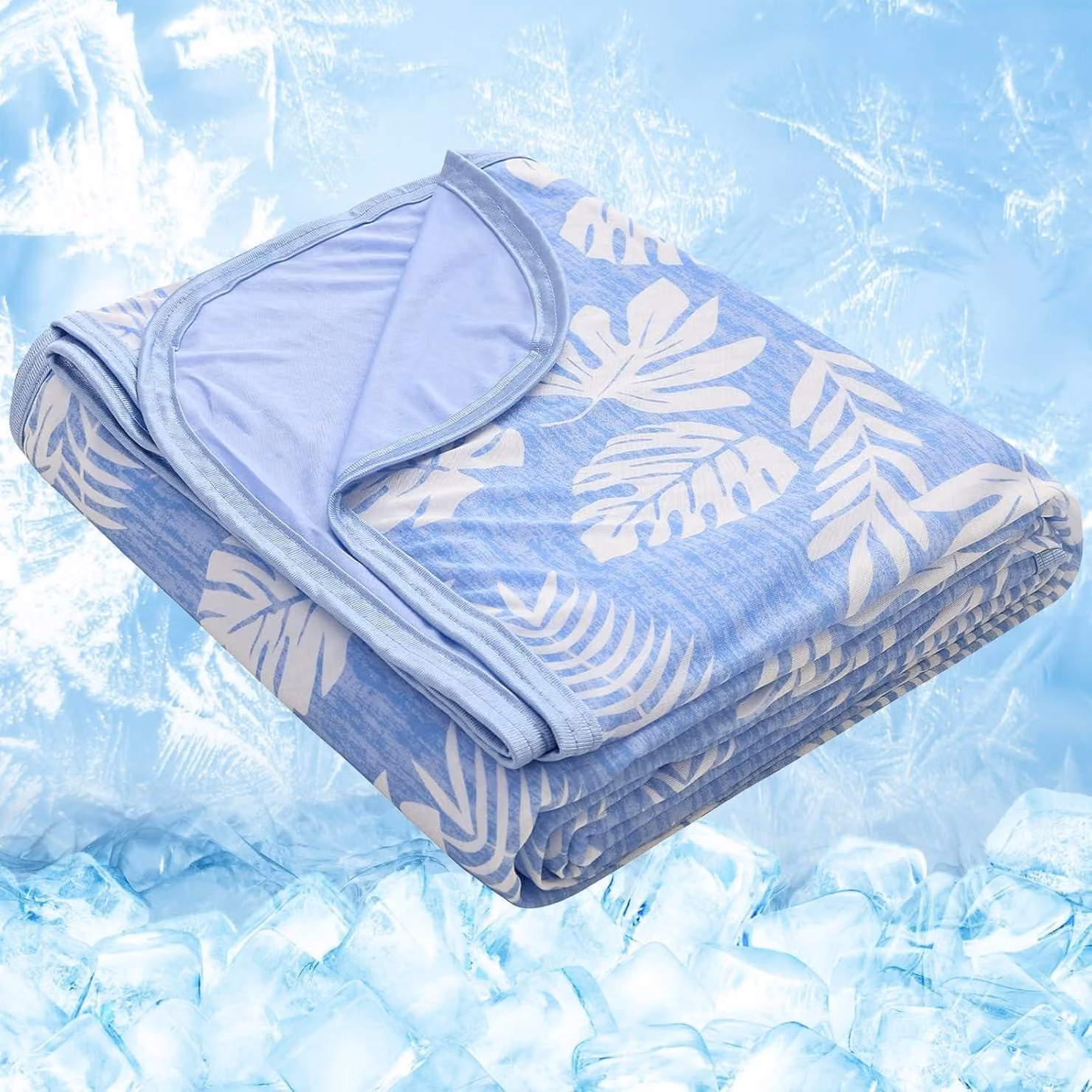 Coperta refrigerante 228 x 274 cm, colore blu tropicale, con fibre Arc-Chill auto-raffreddanti, per il letto