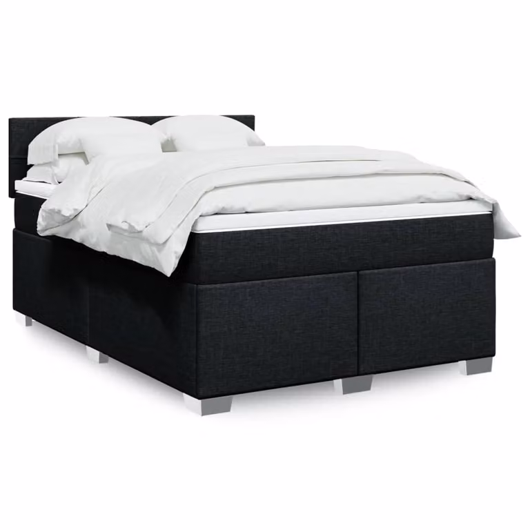 vidaXL Letto Ibrido con Giroletto a Molle e Materasso in Tessuto Nero L/P: 160 x 200 cm