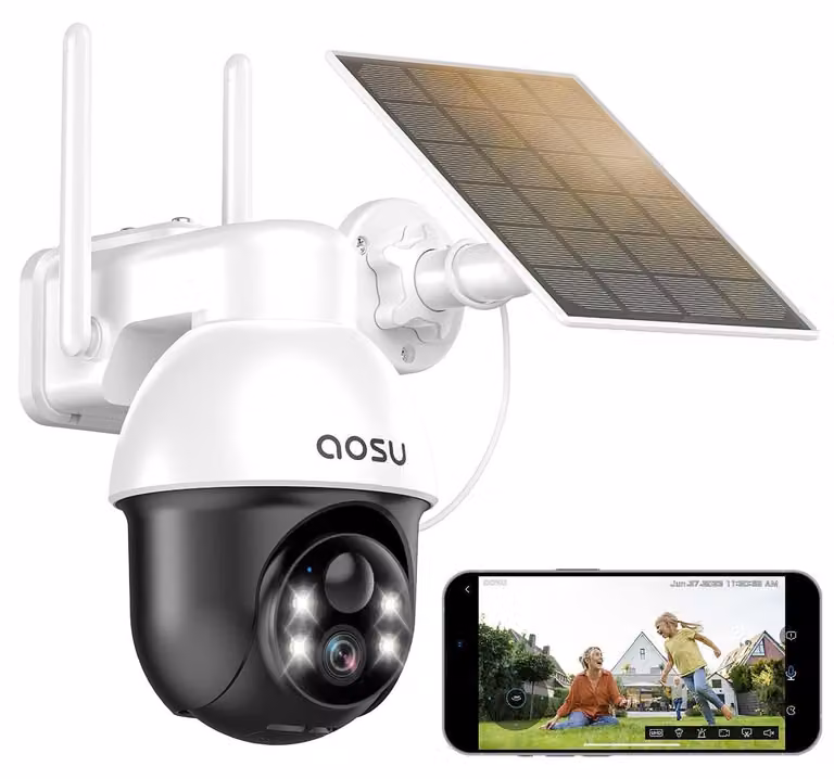 Telecamera di sicurezza wireless - Risoluzione 2K - Alimentazione a energia solare - Panoramica PTZ