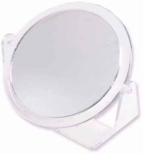 Specchio da viaggio per il trucco, 10 cm, ingrandimento 1x/3x, fronte-retro, supporto girevole