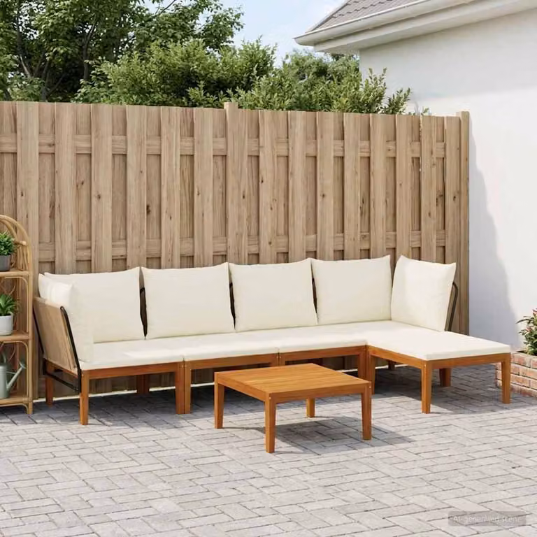 Set di 6 sedie da giardino moderne vidaXL in legno di acacia e corda, colore naturale