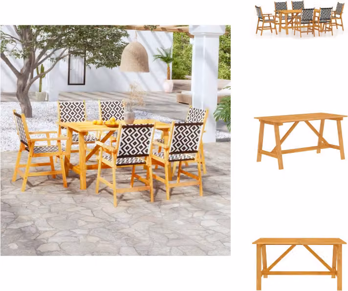 vidaXL Set da pranzo da giardino 7 pezzi in legno massiccio di acacia - Set di mobili da giardino