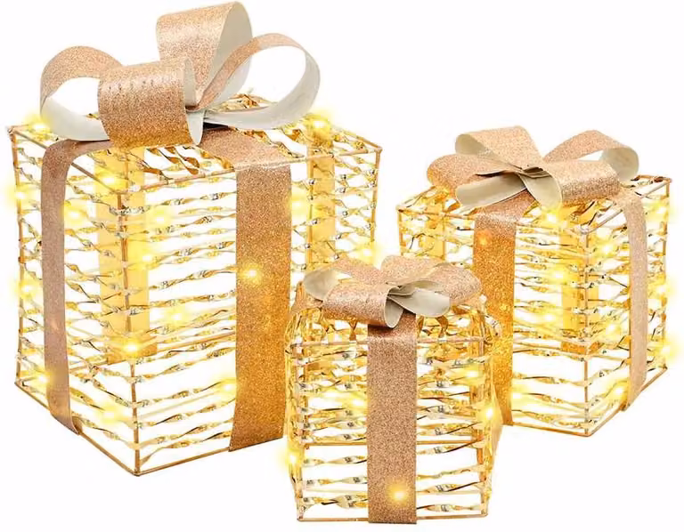 Scatola Regalo 3 pcs Bianco caldo 20 x 20 x 20 cm PET