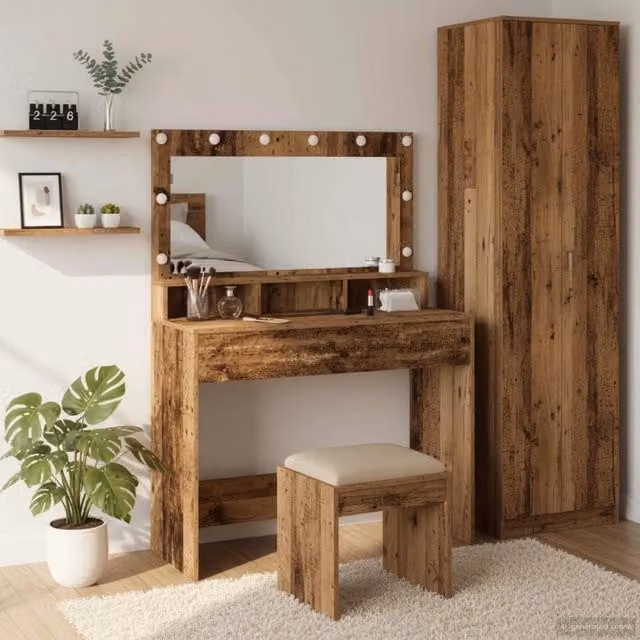 Tavolo da trucco moderno vidaXL in legno marrone L/P/H: 100 x 41 x 135 cm – 1