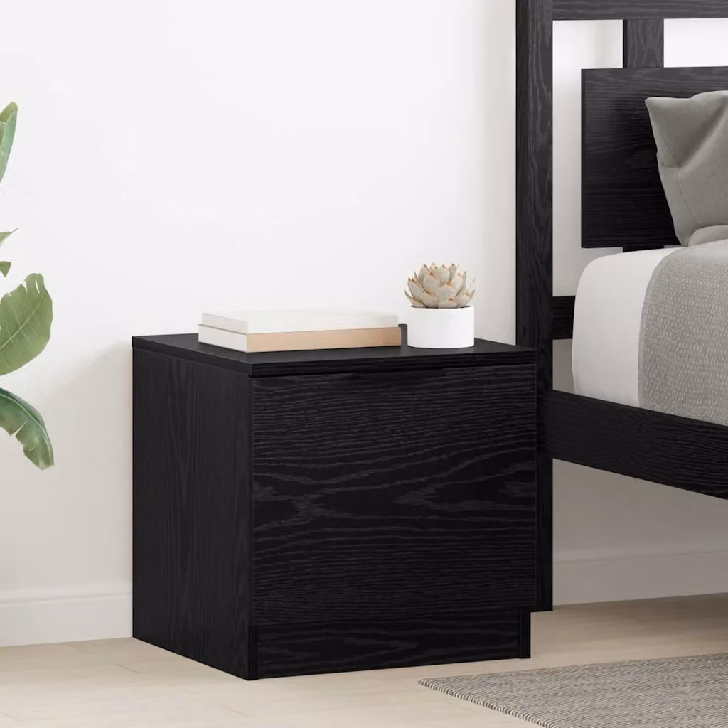 Set di 2 armadietti per letto vidaXL in stile rustico, colore Rovere Nero, L 40 x P 39 x H 40 cm