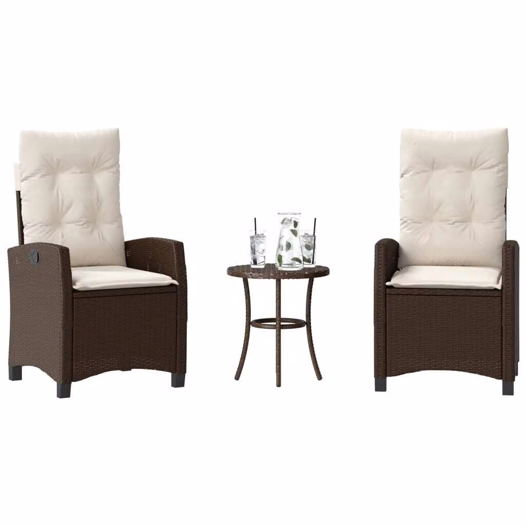 Maison Exclusive - Set da bistrot 3 pezzi con cuscini Marrone Poly Rattan