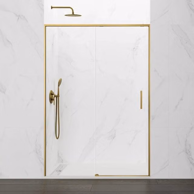 Box doccia frontale TWENTY 1 fisso + 1 scorrevole 160 cm (155-160) oro vetro trasparente