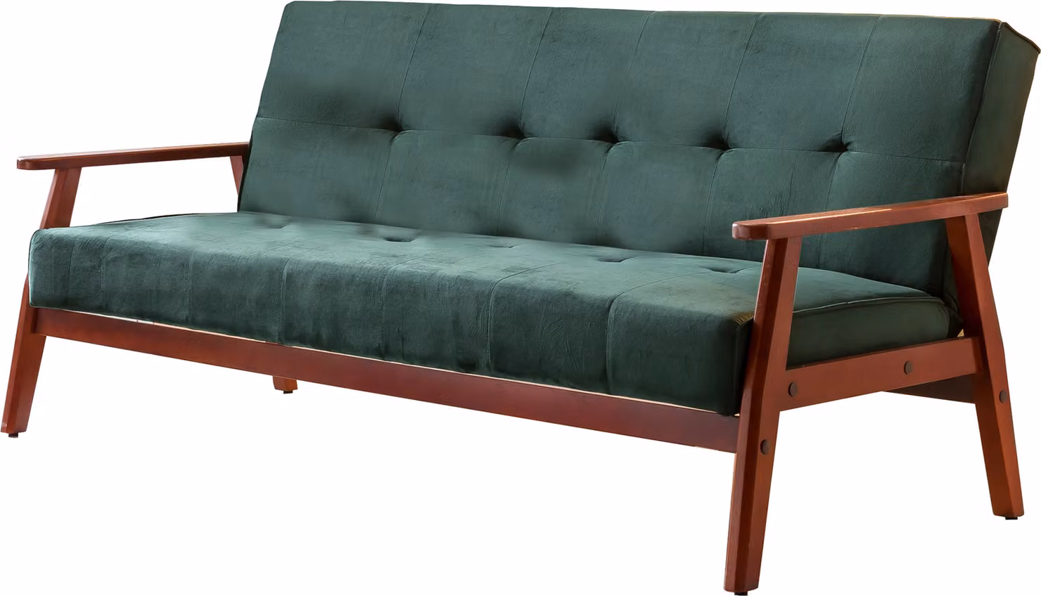 Divano letto scandinavo in velluto di abete verde