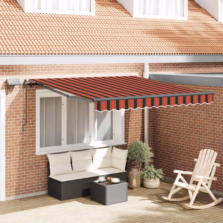 Tenda retrattile vidaXL in poliestere e alluminio, arancione e marrone, L: 300 cm x P: 250 cm