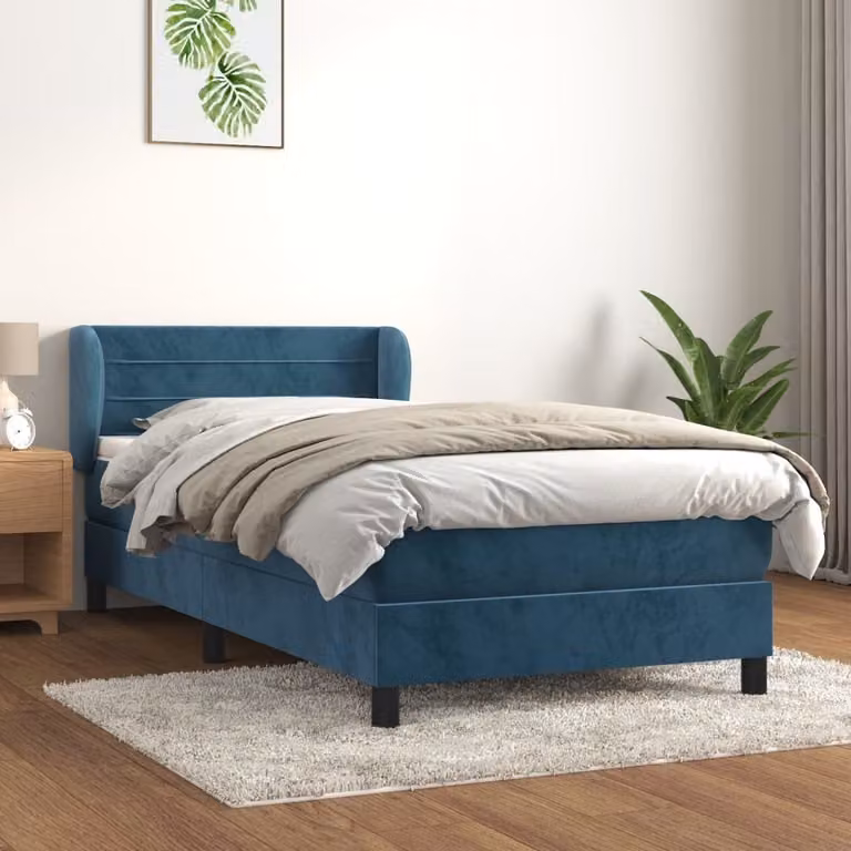 Maison Exclusive - Giroletto a Molle con Materasso Blu Scuro 90x200 cm in Velluto
