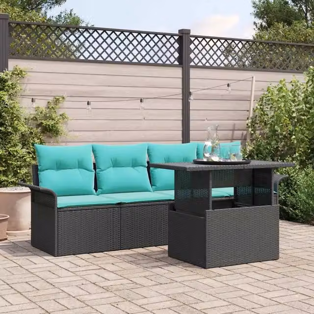 Set Divano da Giardino 5 pz Nero 3356929