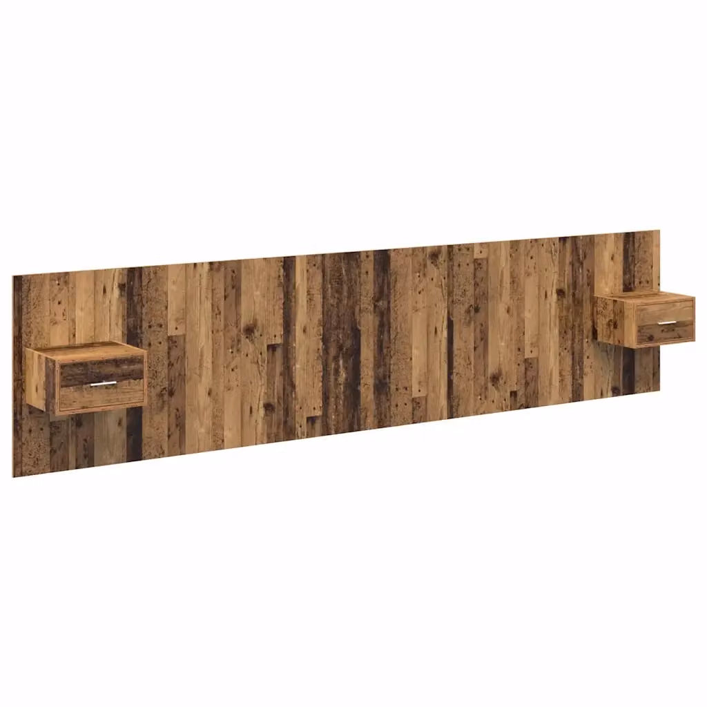 Set di 3 pezzi Testata con Comodini Integrati vidaXL in Legno Ingegnerizzato Marrone con Ripiani e Cassetti per Camera da Letto L/P/H: 337 x 40,63 x 32,5 cm – 2