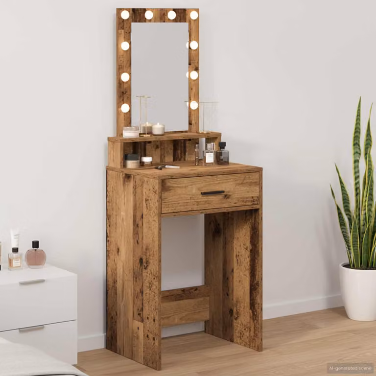 vidaXL Tavolo da Trucco Moderno in Legno Marrone L/P/H: 50 x 41 x 140 cm