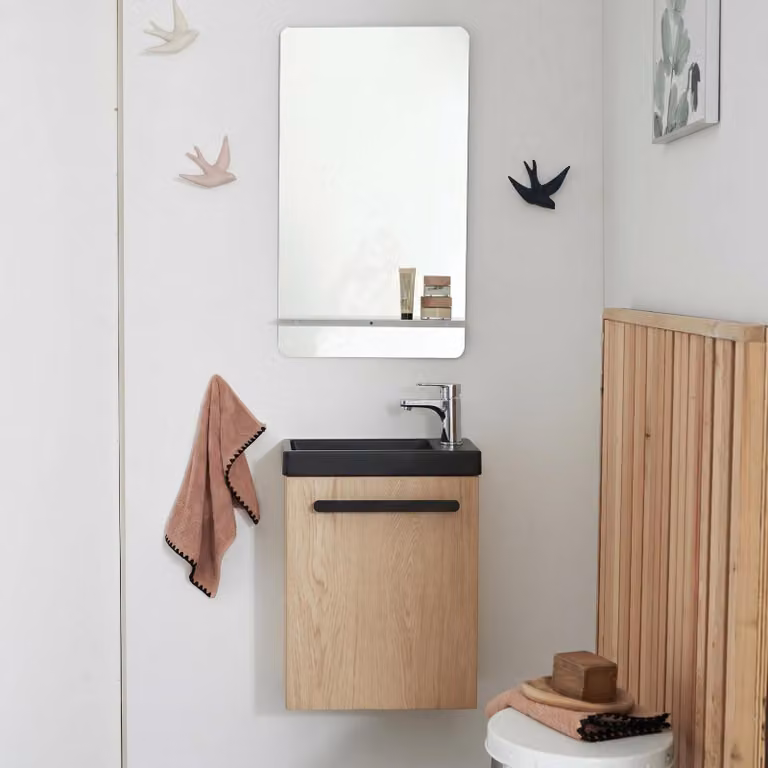 Set lavabo sospeso Nevada con rubinetto e specchio