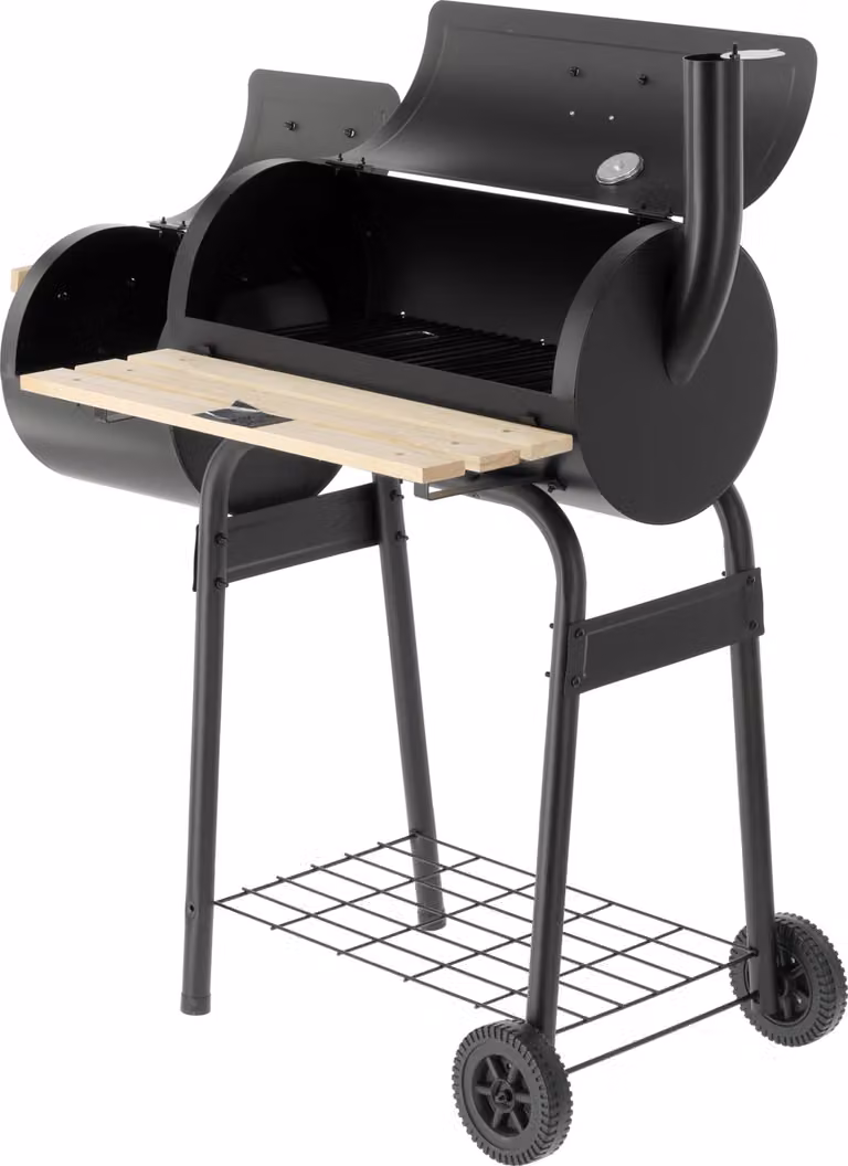 Griglia a carbone 60x30 cm e affumicatore con ripiano