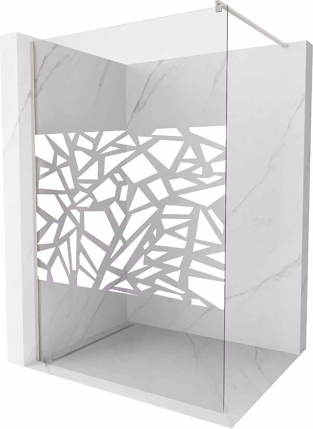 Mexen Kioto pannello doccia Walk-in 130 x 200 cm, motivo bianco 8 mm, nichel spazzolato - 800-130-101-97-85