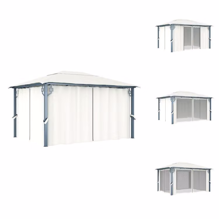 vidaXL Padiglione con tende 400 x 300 cm in alluminio crema - Padiglioni e tende per feste